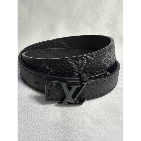 Louis Vuitton Slim Monogram Double Wrapped Bracelet + Signature LV Logo in Black - Picture 7 of 11
